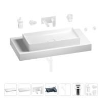 Раковина 75 см со столешницей 100 см Wellsee Pure BY Wellsee 201011645 в наборе 9 в 1: столешница, раковина, встраиваемый смеситель, сифон, выпуск, аксессуары (цвет набора матовый белый)