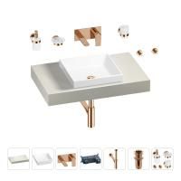 Раковина 40 см со столешницей 80 см Wellsee Doux 201009044 в наборе 9 в 1: столешница, раковина, встраиваемый смеситель, сифон, донный клапан, аксессуары (цвет набора розовое золото)