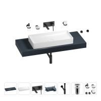 Раковина 75 см со столешницей 120 см Wellsee Pure BY Wellsee 201011707 в наборе 9 в 1: столешница, раковина, встраиваемый смеситель, сифон, выпуск, аксессуары (цвет набора матовый черный)