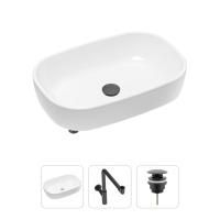 Комплект 3 в 1 Lavinia Boho Bathroom Sink 21520048: накладная фарфоровая раковина 54 см, металлический сифон, донный клапан