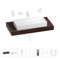 Раковина 75 см со столешницей 100 см Wellsee Pure BY Wellsee 201011620 в наборе 10 в 1: столешница, раковина, высокий смеситель, сифон, выпуск, кран-вентили, аксессуары (цвет матовый белый)