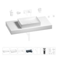 Раковина 50 см со столешницей 100 см Wellsee Pure BY Wellsee 201011290 в наборе 9 в 1: столешница, раковина, встраиваемый смеситель, сифон, выпуск, аксессуары (цвет набора матовый белый)