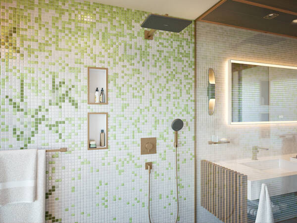 Настенная розетка с обратным клапаном Hansgrohe FixFit Fine E 28883140. матовая бронза 28883140