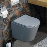 Унитаз подвесной безободковый MLN-310302MG (матовый серый), крышка дюропласт