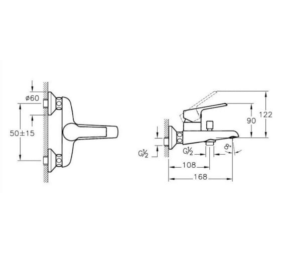 Смеситель для ванны с душем VitrA Axe S A41070EXP