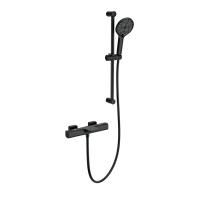 Смеситель для ванны с душевым гарнитуром и термостатом WONZON & WOGHAND, Черный матовый (WW-C2017-A-MB)