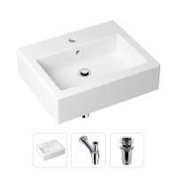 Комплект 3 в 1 Lavinia Boho Bathroom Sink 21520652: накладная фарфоровая раковина 50.5 см, металлический сифон, донный клапан