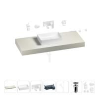 Раковина 42 см со столешницей 120 см Wellsee Pure BY Wellsee 201010900 в наборе 9 в 1: столешница, раковина, встраиваемый смеситель, сифон, выпуск, аксессуары (цвет набора матовый белый)