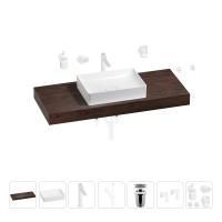 Раковина 50 см со столешницей 120 см Wellsee Pure BY Wellsee 201011380 в наборе 10 в 1: столешница, раковина, высокий смеситель, сифон, выпуск, кран-вентили, аксессуары (цвет матовый белый)