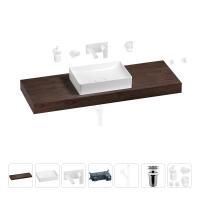 Раковина 50 см со столешницей 140 см Wellsee Pure BY Wellsee 201011505 в наборе 9 в 1: столешница, раковина, встраиваемый смеситель, сифон, выпуск, аксессуары (цвет набора матовый белый)