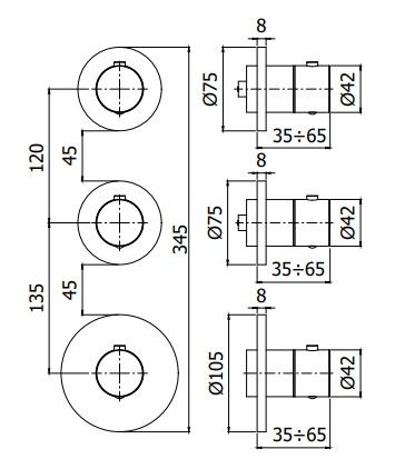 Смеситель для ванны с душем скрытого монтажа Paffoni MODULAR BOX MDE018CR