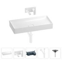 Раковина для ванной Wellsee Pure BY Wellsee 201002715 в наборе 4 в 1: раковина белого глянцевого цвета, встраиваемый смеситель, сифон, выпуск (цвет набора матовый белый)