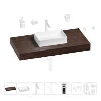Раковина 42 см со столешницей 100 см Wellsee Pure BY Wellsee 201010850 в наборе 10 в 1: столешница, раковина, высокий смеситель, сифон, выпуск, кран-вентили, аксессуары (цвет матовый белый)