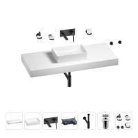 Раковина 42 см со столешницей 120 см Wellsee Pure BY Wellsee 201010962 в наборе 9 в 1: столешница, раковина, встраиваемый смеситель, сифон, выпуск, аксессуары (цвет набора матовый черный)
