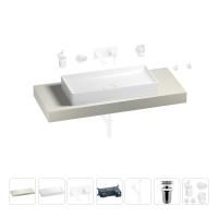 Раковина 75 см со столешницей 120 см Wellsee Pure BY Wellsee 201011690 в наборе 9 в 1: столешница, раковина, встраиваемый смеситель, сифон, выпуск, аксессуары (цвет набора матовый белый)