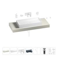 Раковина 75 см со столешницей 120 см Wellsee Pure BY Wellsee 201011685 в наборе 9 в 1: столешница, раковина, встраиваемый смеситель, сифон, выпуск, аксессуары (цвет набора матовый белый)