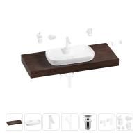 Раковина 60 см со столешницей 120 см Wellsee Croquis 2.0 201008770 в наборе 10 в 1: столешница, раковина, смеситель, сифон, выпуск, угловые вентили, аксессуары (цвет матовый белый)