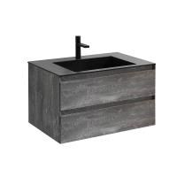 Тумба Vincea Luka 800 подвесная, 2 выкатных ящика soft-close, G.Stone с умывальником VCB-13800G из кварца, цвет серый