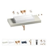 Раковина 75 см со столешницей 120 см Wellsee Pure BY Wellsee 201011689 в наборе 9 в 1: столешница, раковина, встраиваемый смеситель, сифон, выпуск, аксессуары (цвет набора розовое золото)