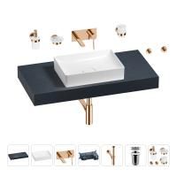 Раковина 50 см со столешницей 100 см Wellsee Pure BY Wellsee 201011229 в наборе 9 в 1: столешница, раковина, встраиваемый смеситель, сифон, выпуск, аксессуары (цвет набора розовое золото)