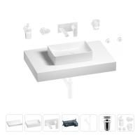 Раковина 42 см со столешницей 80 см Wellsee Pure BY Wellsee 201010780 в наборе 9 в 1: столешница, раковина, встраиваемый смеситель, сифон, выпуск, аксессуары (цвет набора матовый белый)