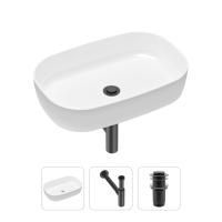 Комплект 3 в 1 Lavinia Boho Bathroom Sink 21520091: накладная фарфоровая раковина 54 см, металлический сифон, донный клапан