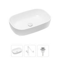 Комплект 3 в 1 Lavinia Boho Bathroom Sink 21520054: накладная фарфоровая раковина 54 см, металлический сифон, донный клапан