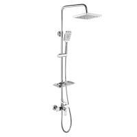 Душевая система термостатическая Rossinka RS50-45 для душа с регулируемой высотой штанги и лейкой "Тропический дождь"