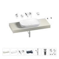 Раковина 60 см со столешницей 120 см Wellsee Croquis 201008146 в наборе 9 в 1: столешница, раковина, встраиваемый смеситель, сифон, выпуск, аксессуары (цвет набора хром)