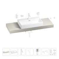 Раковина 70 см со столешницей 140 см Wellsee Graceful Pro 201012760 в наборе 10 в 1: столешница, раковина, смеситель, сифон, донный клапан, угловые вентили, аксессуары (цвет матовый белый)