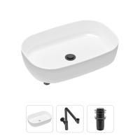 Комплект 3 в 1 Lavinia Boho Bathroom Sink 21520101: накладная фарфоровая раковина 54 см, металлический сифон, донный клапан