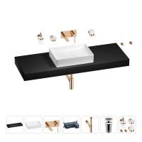 Раковина 50 см со столешницей 140 см Wellsee Pure BY Wellsee 201011549 в наборе 9 в 1: столешница, раковина, встраиваемый смеситель, сифон, выпуск, аксессуары (цвет набора розовое золото)