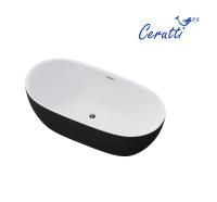 Ванна SKYE170GMB акриловая (1700x750x600) отдельностоящая, черная матовая снаружи, белая внутри, со сливом-переливом Ceruttispa