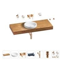 Раковина 40 см со столешницей 120 см Wellsee Doux 201009809 в наборе 9 в 1: столешница, раковина, встраиваемый смеситель, сифон, донный клапан, аксессуары (цвет набора розовое золото)