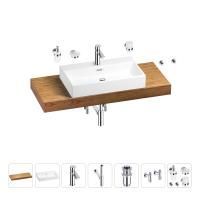 Раковина 70 см со столешницей 120 см Wellsee Graceful Pro 201012711 в наборе 10 в 1: столешница, раковина, смеситель, сифон, донный клапан, угловые вентили, аксессуары (цвет хром)