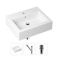 Комплект 3 в 1 Lavinia Boho Bathroom Sink 21520654: накладная фарфоровая раковина 50.5 см, металлический сифон, донный клапан