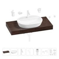 Раковина 60 см со столешницей 100 см Wellsee Calin 201007750 в наборе 10 в 1: столешница, раковина, смеситель, сифон, донный клапан, угловые вентили, аксессуары (цвет матовый белый)