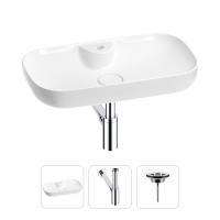 Раковина для ванной Wellsee Croquis 2.0 201001051 в наборе 3 в 1: овальная раковина белого глянцевого цвета, сифон, выпуск в цвете хром