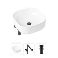 Комплект 3 в 1 Lavinia Boho Bathroom Sink 21520263: накладная фарфоровая раковина 40 см, металлический сифон, донный клапан