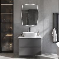 Мебель для ванной комнаты STWORKI Колдинг 80 антрацит, с раковиной Moduo 50 Square, столешница белая матовая