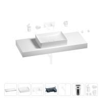 Раковина 50 см со столешницей 120 см Wellsee Pure BY Wellsee 201011410 в наборе 9 в 1: столешница, раковина, встраиваемый смеситель, сифон, выпуск, аксессуары (цвет набора матовый белый)