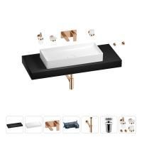 Раковина 75 см со столешницей 120 см Wellsee Pure BY Wellsee 201011784 в наборе 9 в 1: столешница, раковина, встраиваемый смеситель, сифон, выпуск, аксессуары (цвет набора розовое золото)