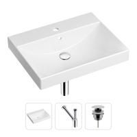 Комплект 3 в 1 Lavinia Boho Bathroom Sink 21520547: врезная фарфоровая раковина 60 см, металлический сифон, донный клапан