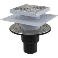 Сливной трап Alcaplast 150х150/50/75 подводка прямая решетка нерж. сталь фланец-нерж. APV4444