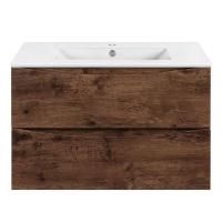 Тумба под раковину Vincea Mia Slim 800 подвесная, 2 выкатных ящика soft close, R.Wood