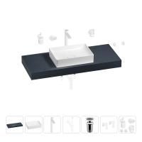 Раковина 50 см со столешницей 120 см Wellsee Pure BY Wellsee 201011335 в наборе 10 в 1: столешница, раковина, высокий смеситель, сифон, выпуск, кран-вентили, аксессуары (цвет матовый белый)