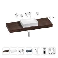 Раковина 50 см со столешницей 140 см Wellsee Pure BY Wellsee 201011506 в наборе 9 в 1: столешница, раковина, встраиваемый смеситель, сифон, выпуск, аксессуары (цвет набора хром)
