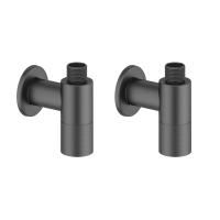 Латунные угловые кран-вентили для подключения смесителя Wellsee Drainage System 182147001, 2 шт, резьба 1/2"x 3/8", с отражателями, цвет матовый черный