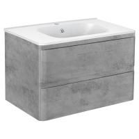 Тумба Vincea Vico 800 подвесная, 2 выкатных ящика soft close, Beton с умывальником VCB-2VP800W из искусственного камня, цвет белый