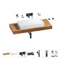 Раковина 75 см со столешницей 120 см Wellsee Pure BY Wellsee 201011727 в наборе 9 в 1: столешница, раковина, встраиваемый смеситель, сифон, выпуск, аксессуары (цвет набора матовый черный)